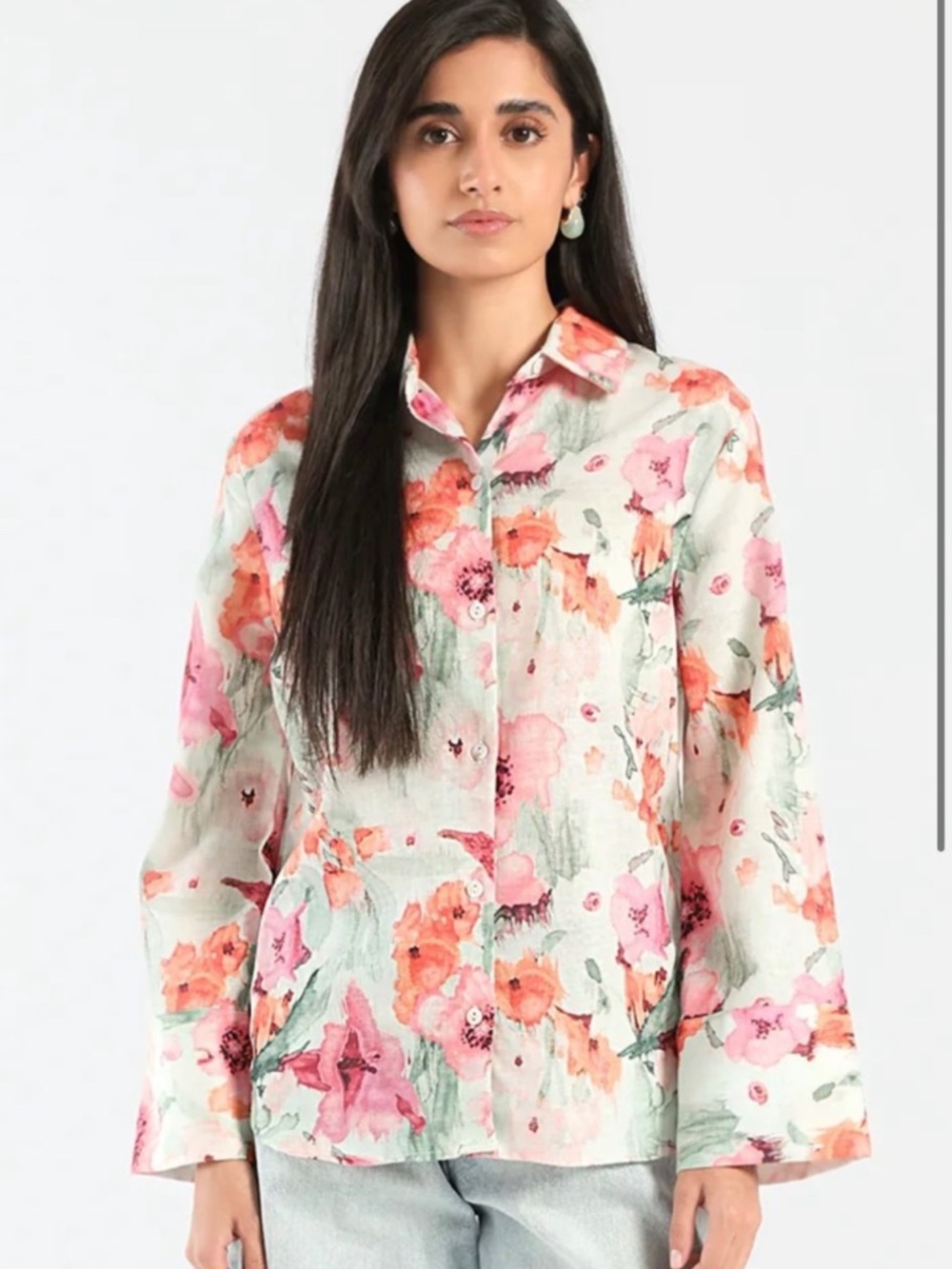 ETHNC floral button shirt size small NWT